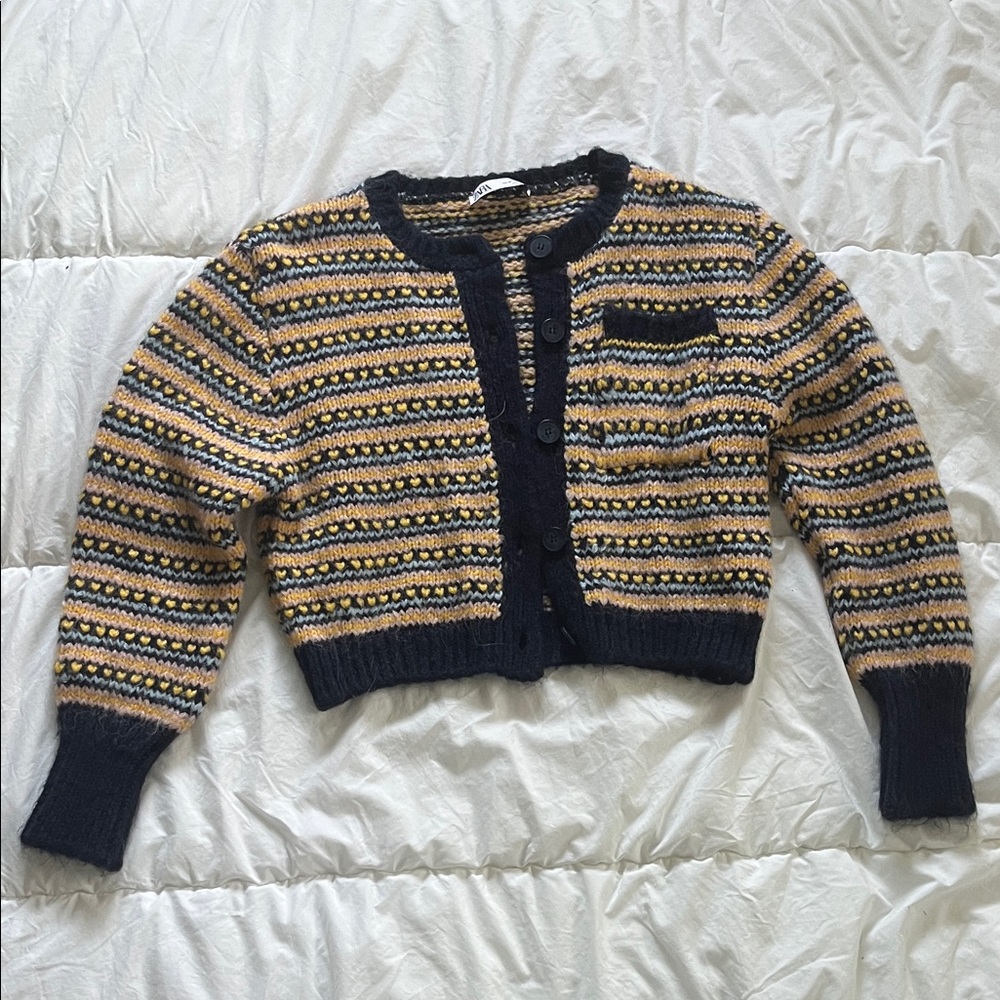 Zara Chunky Wool Blend Cardigan
